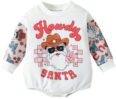MNSWR Jungen Mädchen Langarm Weihnachten Outfits,Weihnachtsoutfit Baby Mädchen Baby Strampler Bedrucken Weihnachtsmann Kostüm Baby Weihnachten Kostüm Rentier Kinder Pyjama Kinder Sommer Strampler Ba