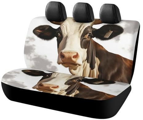 LMNGH Autositzbezug Autositzmatte mit Gummiband Sitzbezüge für Autos Bauernhof Tier Kuh Sitzschoner Autobezüge Vordersitzbezüge für Auto Innenraum