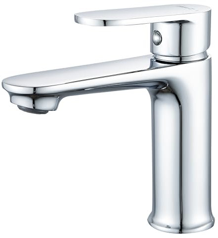 BELZ Rubinetto Lavandino Bagno Monocomando, Miscelatore Moderno per Lavabo, Rubinetto da Bagno Elegante, Facile Installazione (Cromo)