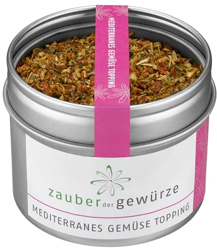 Zauber der Gewürze Mediterranes Gemüse Topping – Gemüse Allrounder für Pasta, Pizza, Gemüse, Reis- und Fischgerichte, 60 g