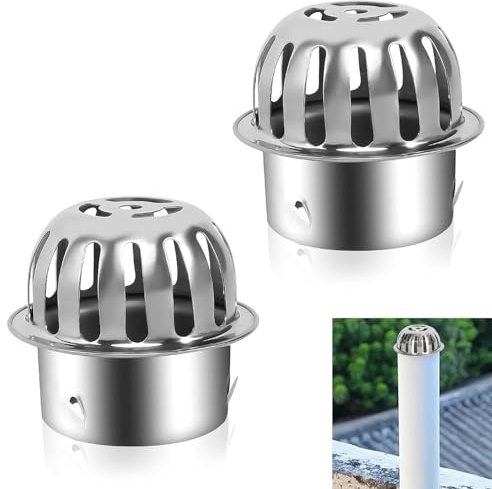 Dachrinnen Laubschutz, 2 Stück Laubfang Dachrinne Edelstahl, 75mm Edelstahl Fallrohrschutz, für Abflussrohre, Fallrohre, Dachrohre