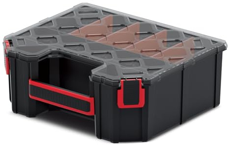 B2C Tager DIY Storage Organiser Compartment Parts Screws Carry Case Tool Box Workshop Garage Home (Small Tall)