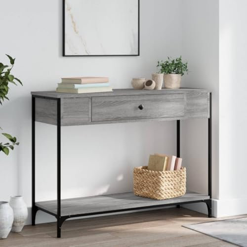 Xichuzi Konsolentisch Grau Sonoma 100x34,5x75 cm Holzwerkstoff, Couchtisch, Console Table, Beistelltisch, Sideboard, Wohnzimmertisch, Couchconsole, Flurtisch - 834163