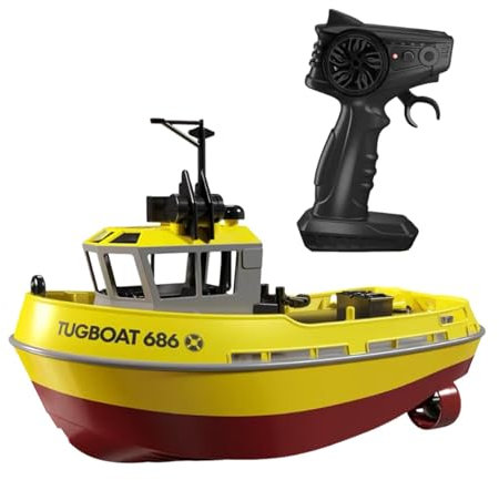 MagiDeal 1/72 RC -Schlepper und Fernbedienung Doppelmotor Hochgeschwindigkeit RC Boot Wasserspielzeug für River Boys Girls Kinder Schwimmbad, Gelb