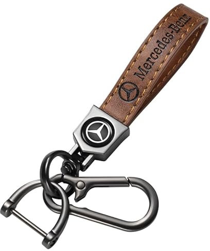 Auto Porte-clé, Porte clef voiture pour Voiture pour Mercedes Benz CESM CLK GLK GL AB AMG GLS GLE AMG Series, Porte-clés en cuir pour homme et femme, Voiture Accessoires, Noir