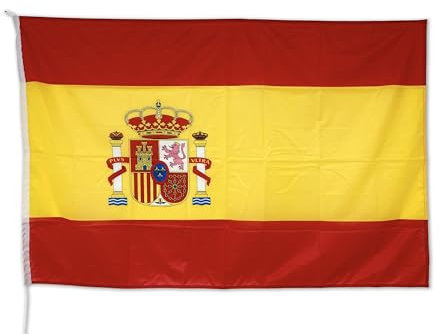 Bandiera Spagna 225x150 cm - Tessuto Nautico Resistente e Colori Brillanti. Bandiera della Spagna ideale per esterno e interno