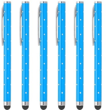 PATIKIL 6 Pcs Stylos pour Ecrans Tactiles Stylo Capacitif Universel Bleu | En Metal Cristal Brillant, De Haute exactitude Pour Telephones Tablettes Ordinateurs Portables