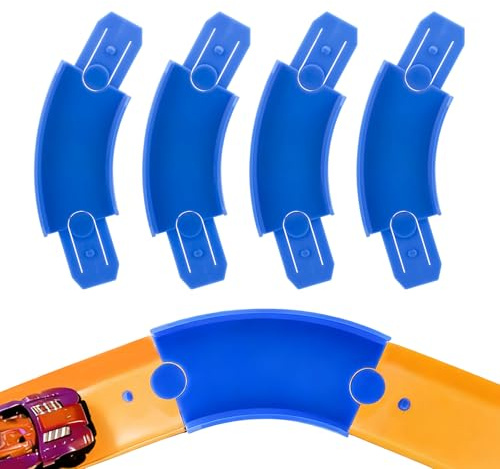 4stk Bahn Track Builder für Hot Wheels, 45-Grad Kurvenschienenverbinder | Spielzeugauto-Bahnbausatz Kompatibel mit Hot Wheels (Blau)