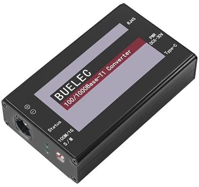 100/1000Base-T1-TX-HMDT Automotive Ethernet Media Converter - Adattatore 100/1000BASE-T1 to TX, Marvell 88Q2112 & Realtek RTL8211FI Phy, H-MDT Connector, Industrial Grade Type-C/DC Power