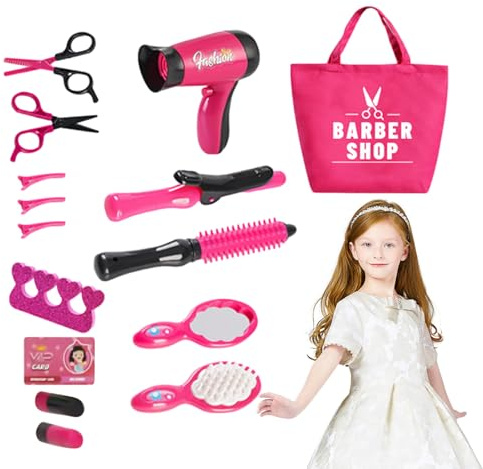 Pretend Stylist Frisiertisch-Set, Spielzeug-Set für Haartrockner, buntes Make-up-Set | Geburtstagsgeschenk für Kinder, kreativer Spaß, fantasievolle Rolle, Spielzeug-Set
