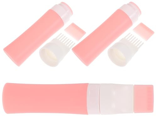 3 Pack Silicone Travel Size Toiletries Bottles Refillable Kit | 38ml 60ml 80ml Set, Pink, Easy to Squeeze, Convenient Carrying, Storing Toiletries
