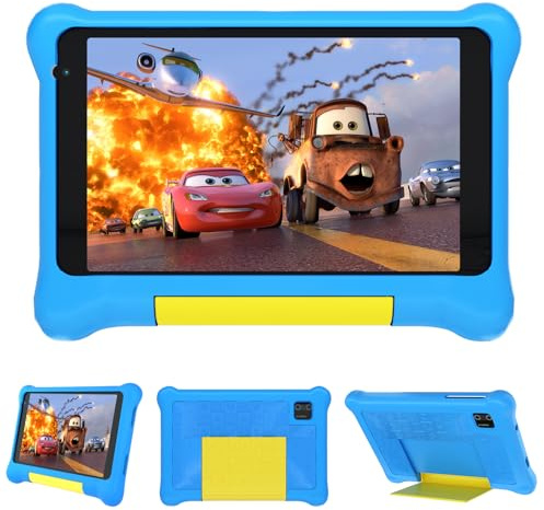 Gleeso Tablet Bambini 7 Pollici Android Tablet con Controllo Parentale, Kids Tablets 32GB+128GB TF, Kids Pre-Installato, Doppia Fotocamera,Tablet con Protettiva Antiurto Custodia(Blu)