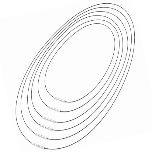 YAWYO Lot de 6 cordons de collier en cuir avec fermoir – 40 cm, 45 cm, 50 cm, 55 cm, 60 cm, 70 cm – Colliers en cuir noir pour hommes et femmes – Pour la création de bijoux DIY