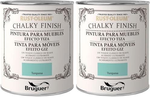 Rust-Oleum Bruguer Chalky Finish pintura para muebles Turquesa 125 ml (Paquete de 2)