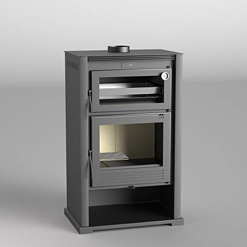 FM BIOMASA - Fm - M-107 de 11 kW con puerta de hierro fundido y horno, color gris antracita