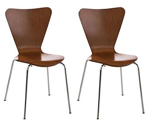 CLP 2X Konferenzstuhl Calisto Mit Holzsitz Und Stabilem Metallgestell I 2X Platzsparender Stapelstuhl, Farbe:braun