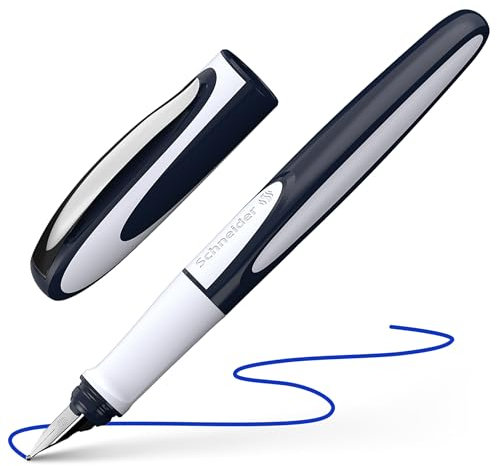 Schneider Fountain Pen, Ray, Spring and Grip for Left-Handed, L, Blue/Grey, 168403 for Left-Handers Füllhalter L Blue/Grey