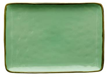 Rose & Tulipani - Vassoio Rettangolare Verde Acqua - Arredo Casa, Cucina - Linea Concerto di Colori - Idea Regalo - Stoneware - Ø 27; 19 cm