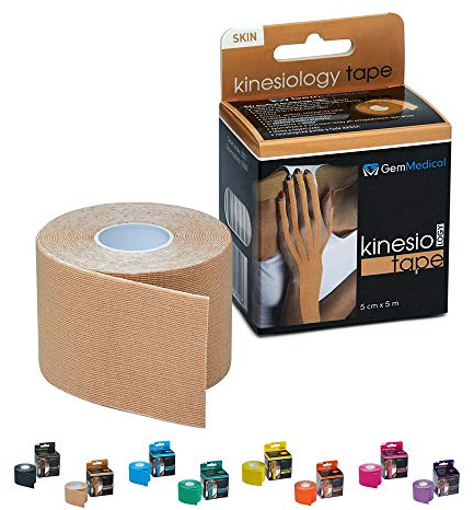 GemMedical Kinesiologie tape Skin Rolle 5cm x 5m | Kinesiotapes | Wasserfestes & elastisches | Hautfreundliche Sport Tapes | Profi Physio Tape | Muskelunterstützung | Baumwolle | Hautfarbe