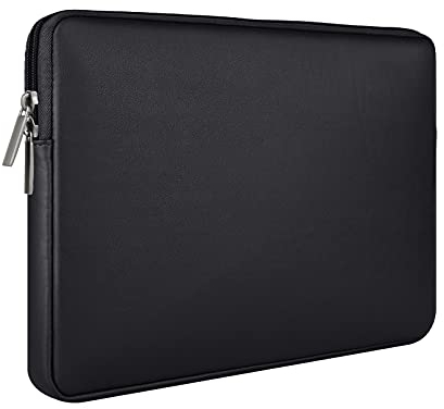 RAINYEAR 14 Pouces Housse pour Ordinateur Portable Pochette Souple PU Cuir Sacoches Protection Laptop Sleeve Résistant Aux Chocs Sac Compatible avec 14 Notebook Chromebook,14 MacBook A2442(Noir)
