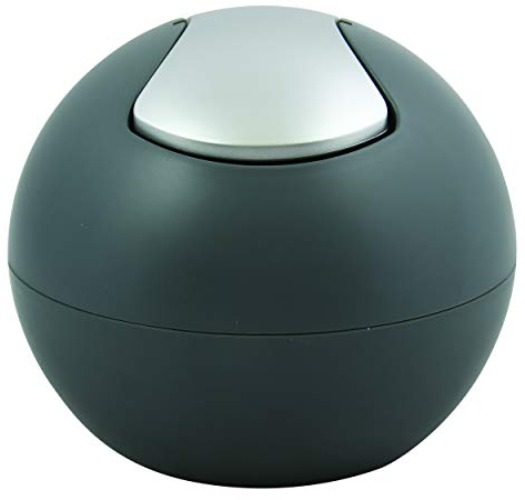Spirella Kosmetikeimer 1 Liter Abfalleimer Schwingdeckeleimer Tischabfalleimer Bowl Grau matt, Polystyrol, Gris Mat