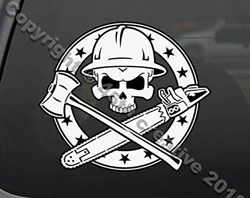 myrockshirt Holzfäller Totenkopf Skull Hobby Beruf ca. 20cm Aufkleber Sticker Autoaufkleber Auto Lack Scheibe Profi Qualität UV&Waschanlagenfest Decal