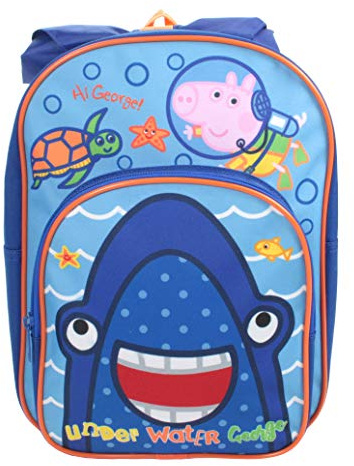 George Pig Underwater Shark Hooded Pocket Backpack Blue