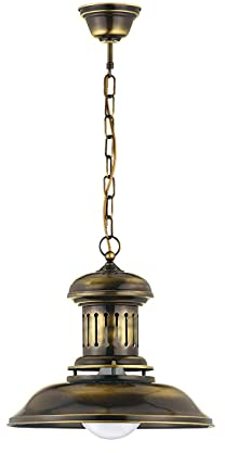 Licht-Erlebnisse Schiffslampe VIVIANA in Messing antik Ø38cm E27 Maritime Lampe Pendelleuchte Esstisch Küche