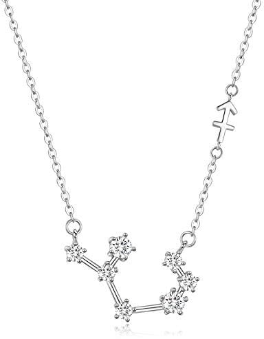 Sagittarius Necklace Sterling Silver Zodiac Constellation Pendant Jewelry,12 Horoscope Sign Necklace Nov-Dec Birthday Gifts for Women&Men&Girls,Astrology Zodiac Star Necklace Chain 18