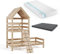 VitaliSpa Hausbett Teddy, Bett aus Holz, Naturholz, 90x200 cm mit 2 Matratzen