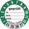 Dreifke® Aufkleber Prüfplakette, geprüft am_ durch_ gemäß_ nächster Termin, Ø 35 mm - Bogen = 10 Plaketten Folie selbstklebend 35x35mm