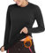 Soneven Long Sleeve Running Top Womens with Thumb Hole Compression Thermal Base Layer Ladies T Shirt Lightweight Sport Yoga Top Quick Dry for Workout Hiking Camping Skiing Pure Black XL