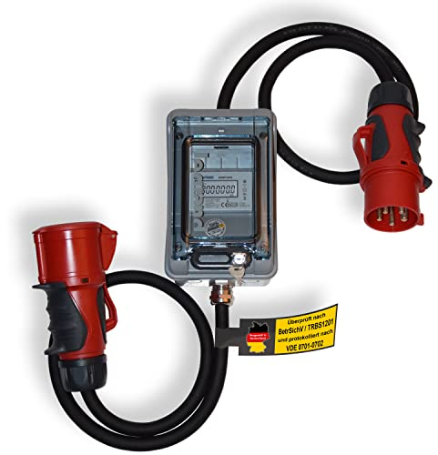 mobiler Stromzähler, Box mit CEE Stecker und Kupplung, Zwischenzähler für Camping, E-Auto oder Unternehmen (EEG Umlage)