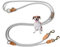 Leisegrün Hundeleine kleine Hunde leicht | Führleine 3m verstellbar mit 2 Karabiner | 3 Meter lang x 0,8 cm | Nur 200 g | Modell Devon | Hellgrau