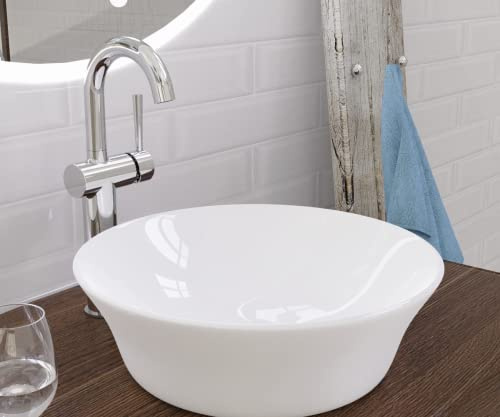 SCHÜTTE TASSONI Bowl Aufsatzwaschtisch 92550, 40 cm, Waschbecken rund, Spülschüssel Bad, Aufsatzwaschbecken für das Badezimmer, Weiß, Keramik
