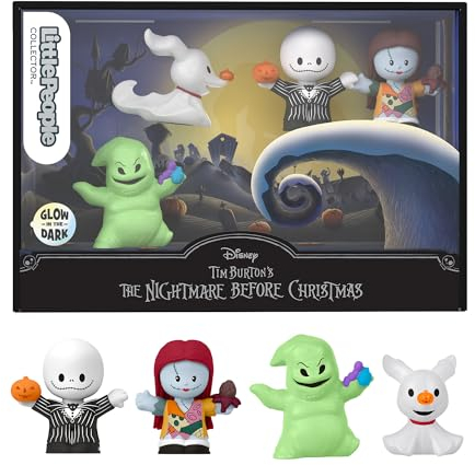 FISHER-PRICE Little People Collector Disney Tim Burtons Nightmare Before Christmas - 4 Figuren, Jack Skellington, Sally, Zero, Oogie Boogie, im Dunkeln leuchtend, für Kinder ab 8 Jahren, HNW96