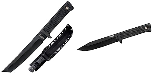 Cold Steel 49LRT Unisex – Erwachsene, Recon, Outdoormesser, Tanto Klinge, Griff: Krey Ex, SK5 Kohlenstoffstahl, scharfes Messer für Abenteuer, Liebhaber normal & SRK Messer, 49LCK, Schwarz