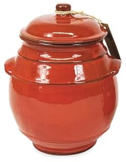 Verano Spanish Ceramics Selena Hand Dipped Glaze Storage Jar with Lid - Decorative Home Décor Kitchen Restaurant Café Dining Tea Bag Cannister Ceramic Pot Utensil Holder - Red 23cm