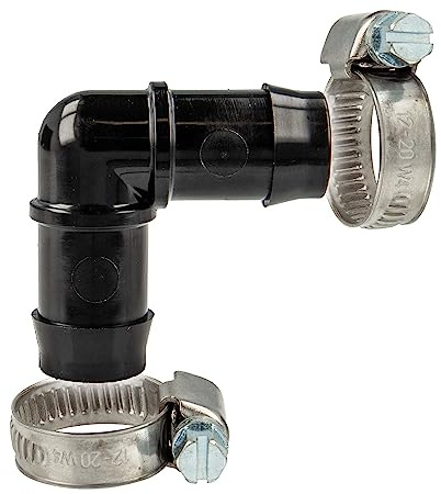 tecuro Schlauchverbinder 90° Winkel Ø 21 mm, mit Edelstahlschlauchschellen - Nylon schwarz