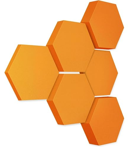 platino24 Akustikpaneele 6 Elemente Edition LOFT 3D I Ø 300mm Akustikplatten Schalldämmung Wand & Decke I Akustikschaum Schall-Absorber aus Basotect 30-70mm mit Akustikbeschichtung Farbe: Juice