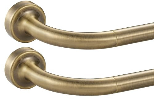 2 Pack Antique Bronze Disc Curtain Rods, 28-48 Inches Window Curtain Rod,Adjustable Room Darkening Curtain Rod with Aluminum Finials and Brackets,Wrap Around Design