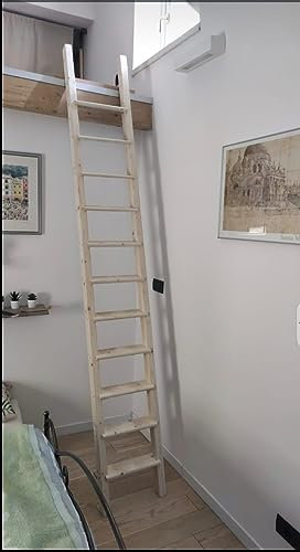 Escalera de madera para altillo litera ático (altura 225 cm, ancho 40 cm)