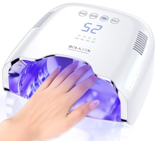 BOLASEN Lampada UV LED Unghie Ricaricabile Senza Fili, Fornetto Unghie con Riflettore in Metallo, Lampada LED Unghie Portatile da 54W, Lampada per Unghie Professionale, Lampada Unghie da Salone&Casa