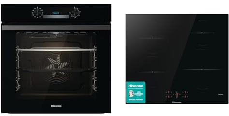 Hisense BI64211PB 77 Litre Built In Electric Single Oven With Pyrolytic Cleaning, Pizza Mode & HI6401BSC Built-in 60cm Induction Hob Ceramic Glass Panel, Child Lock, Touch control