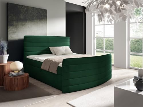 Fun Möbel Boxspringbett Schlafzimmerbett Ambra (Grün, 140x200cm)
