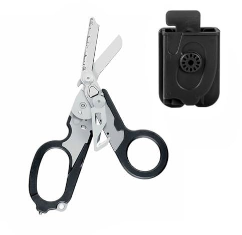 Trauma Scissors 6-in-1 Multifunktions-Klappschere, ideal für Notdienste oder den professionellen Einsatz bei alltäglichen Aufgaben, Schwarz