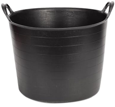 TW Wholesale Flexi Tub Bucket Heavy Duty Flexible Eco Recylable Polyethylene Reinforced Handles Garden, Soil, Bricks, Rubble, Animal Feed, Home DIY, Weather Resitant Bucket Tubs (Black, 65L)