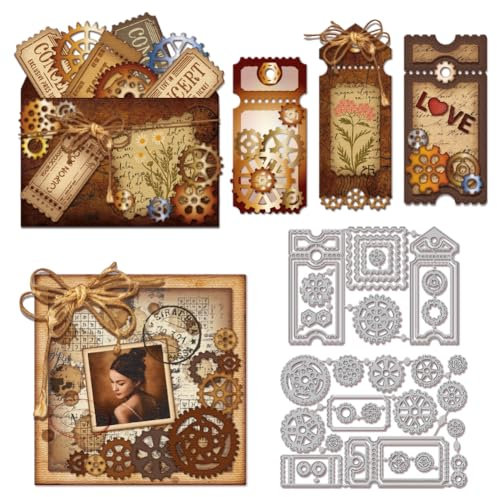 GLOBLELAND Ausrüstung Ticket Metall Stanzschablone Lesezeichen Papierpräge Stanzschablonen Set Stanzformen für Kartenherstellung DIY Papier Scrapbooking Handgefertigtes Fotoalbum