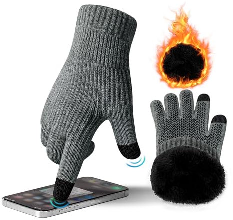 ineepor Guantes Invierno Hombre Mujer Doble Capa de Lana Antideslizantes Termicos Guantes Tactiles Pantalla Táctil Running Deporte Nieve Esquí Ciclismo