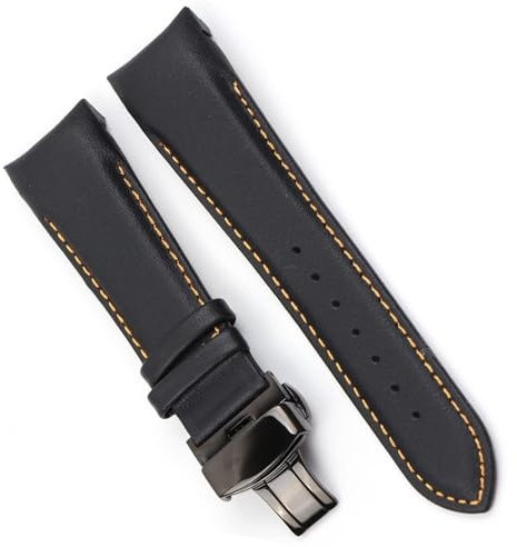 hoosouk Lederarmband Mit Gebogenem Ende Für Tissot T035 Automatc Man Uhrenarmband Mit Stahlschnalle(15,22mm)